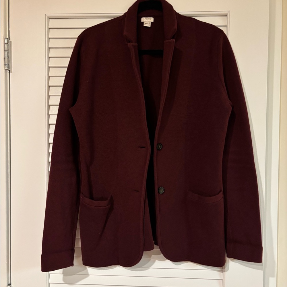J.Crew Burgundy Sweater Blazer with Pockets